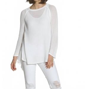 NEW LABEL+THREAD women's tux tail tunic top in white